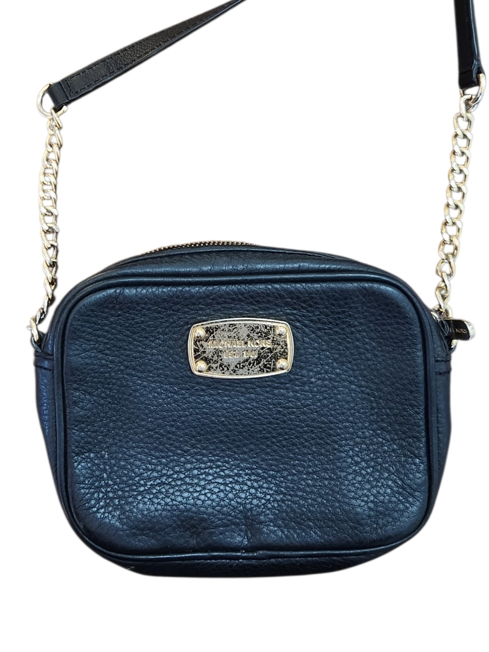 Micheal Kors Black Pebbled Leather Crossbody Bag with Gold Plate Preloved - Picture 7 of 7